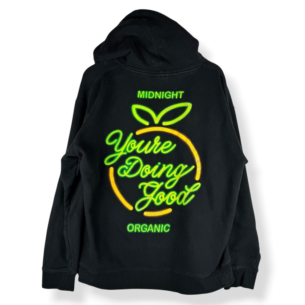 Midnight Organic Larry June Hoodie Mens Size Large Neon Streetwear Sweatshirt